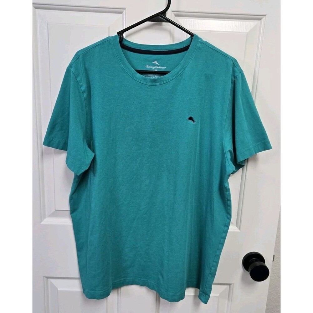 Tommy Bahama Men's Size Large Short Sleeve Lounge T-Shirt Teal Green Embroidered
